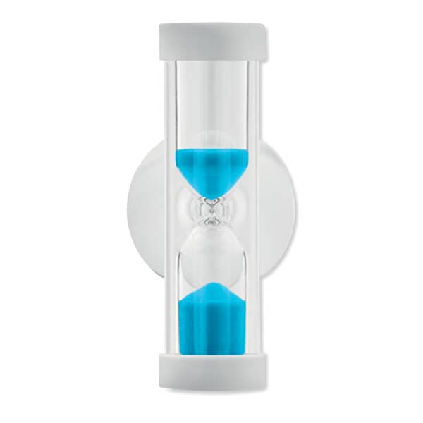 Gadget with logo Shower timer QUICKSHOWER 3,5-4 minute shower sand timer with suction cup. Available color: Blue, Lime Dimensions: Ã˜2,5X6CM Height: 6 cm Diameter: 2.5 cm Volume: 0.08 cdm3 Gross Weight: 0.013 kg Net Weight: 0.01 kg Magnus Business Gifts is your partner for merchandising, gadgets or unique business gifts since 1967. Certified with Ecovadis gold!