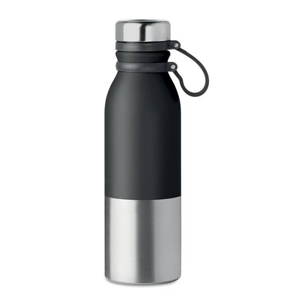 Water bottle with logo ICELAND Double wall stainless steel powder coated flask with silicone grip for easy carry. Capacity: 600 ml. Leak free. Available color: White, Black, Royal Blue, Grey Dimensions: Ã˜7X24CM Height: 24 cm Diameter: 7 cm Volume: 1.928 cdm3 Gross Weight: 0.373 kg Net Weight: 0.319 kg Magnus Business Gifts is your partner for merchandising, gadgets or unique business gifts since 1967. Certified with Ecovadis gold!