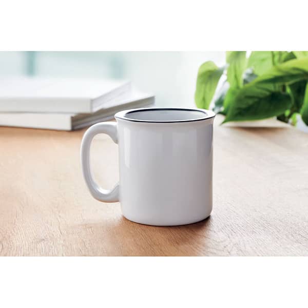 Mug with logo TWEENIES SUBLIM Ceramic vintage style mug with special coating for sublimation print. Bulk packing. Capacity: 240ml. Available color: Black Dimensions: Ã˜8,5X8,5 CM Height: 8.5 cm Diameter: 8.5 cm Volume: 0.93 cdm3 Gross Weight: 0.351 kg Net Weight: 0.321 kg Magnus Business Gifts is your partner for merchandising, gadgets or unique business gifts since 1967. Certified with Ecovadis gold!