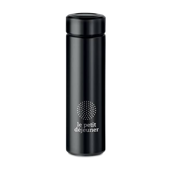 Water bottle with logo PATAGO Double wall stainless steel insulating vacuum flask with additional tea infuser. Capacity 425 ml. Leak free. Available color: White, Red, Turquoise, Blue, Matt Silver, Black Dimensions: Ø6X22.5CM Height: 22.5 cm Diameter: 6 cm Volume: 1.406 cdm3 Gross Weight: 0.31 kg Net Weight: 0.257 kg Magnus Business Gifts is your partner for merchandising, gadgets or unique business gifts since 1967. Certified with Ecovadis gold!