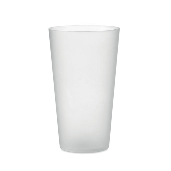 Cup with logo FESTA Reusable PP event cup for festivals with frosted finish. Capacity 550 ml. Using reusable drinkware is a sustainable choice to help prevent unnecessary waste. With throwaway plastics becoming less popular, these reusable cups are the perfect solution to any event, party and festival. Available color: Transparent White, Black, White Dimensions: Ø8X14 CM Height: 14 cm Diameter: 8 cm Volume: 0.122 cdm3 Gross Weight: 0.029 kg Net Weight: 0.026 kg Magnus Business Gifts is your partner for merchandising, gadgets or unique business gifts since 1967. Certified with Ecovadis gold!