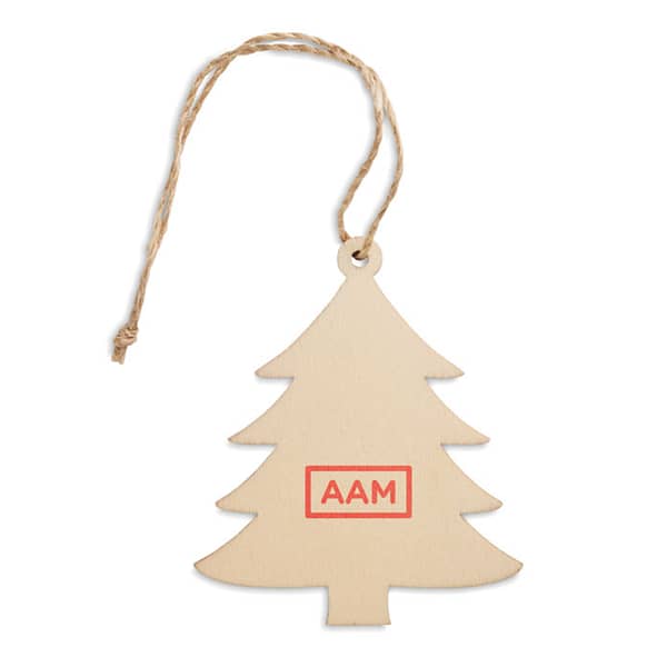 Christmas gadget with logo Wooden Tree hanger ARBY Wooden tree shaped decoration hanger with jute cord. MDF is made from natural materials, there may be slight variations in colour and size peritem, which can affect the final decoration outcome. Available color: Wood Dimensions: 7,9X6,3X0,2CM Width: 6.3 cm Length: 7.9 cm Height: 0.2 cm Volume: 0.027 cdm3 Gross Weight: 0.005 kg Net Weight: 0.004 kg Magnus Business Gifts is your partner for merchandising, gadgets or unique business gifts since 1967. Certified with Ecovadis gold!