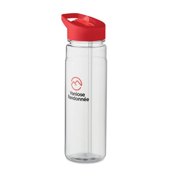 Water bottle with logo ALABAMA Water bottle with logo in RPET. Drinking bottle in RPET and PP flip-top lid with straw. Capacity: 650ml. Not suitable for carbonated drinks. We use different printing techniques to add your logo. Depending on the surface we can use embroidery, engraving, 360° imprint or screenprint. Magnus Business Gifts is your partner for merchandising, gadgets or unique business gifts to match your company, school or sports organisation. Completely adapted to your customers, suppliers and team members. That is the DNA of Magnus Business Gifts. This has been so since 1967. Magnus Business Gifts anticipated on what society expects today: focus on corporate social responsibility. This endeavor that was rewarded with an Ecovadis gold certificate at the end of 2022. Combined with our top service, if required, without extra service for low budget solutions.