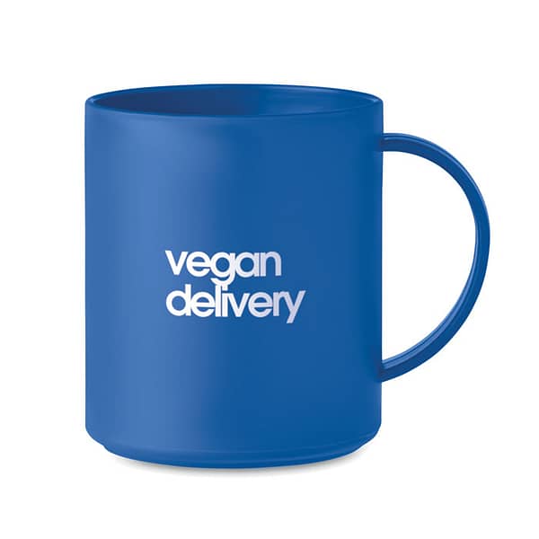 Mug with logo MONDAY Reusable mug with logo in PP. Volume capacity 300 ml. Depending on the surface we can use embroidery, engraving, 360° imprint or screen print.