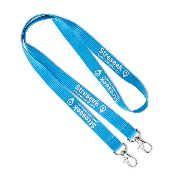 Create your lanyard with logo 2 Create your lanyard with logo made from polyester ca. 90cm. With 2 metal karabiniers or choose from one of the other clip options. The polyester ribbon is printed with your pan tone colour matched logo designs on one or two sides. We use different printing techniques to add your logo. Depending on the surface we can use embroidery, engraving, 360° imprint or screenprint.
