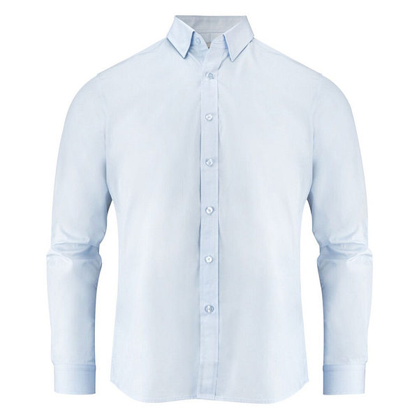Shirt with logo in jersey material with an oxford look. Woven details on the inside of the collar and side slits. The men's version has a button down collar. Buttons in mother-of-pearl color. Adjustable cuffs. Magnus Business Gifts is your partner for merchandising, gadgets or unique business gifts since 1967. Certified with Ecovadis gold!
