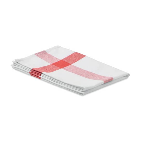 Kitchen gadget with logo Towel KITCH Recycled poly cotton kitchen towel in recycled fabrics (50% recycled cotton and 50% recycled polyester). 180 gr/m². Available color: Blue, Red, Grey Dimensions: 40X65CM Width: 40 cm Height: 65 cm Volume: 0.3 cdm3 Gross Weight: 0.06 kg Net Weight: 0.053 kg Magnus Business Gifts is your partner for merchandising, gadgets or unique business gifts since 1967. Certified with Ecovadis gold!