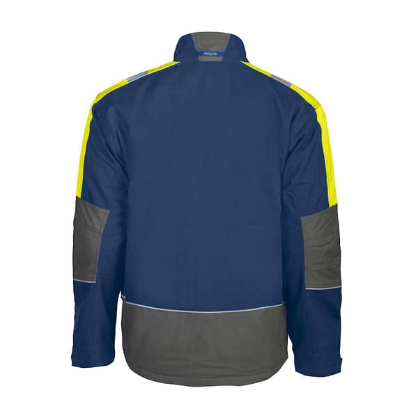 Projob Lined Jacket with logo Padded lining. Full zip to the top of the collar. Storm flap with press studs. Fleece lining in collar. Pre-shaped arms and velcro adjustable cuffs. Two chest pockets: one vertical with zip and one with flap with different compartments. Badge holder in right chest pocket. Two side pockets with zip. Two inside pockets, one with zipper. D-ring Available color: Navy Material: 100% cotton, 375 g/m² Magnus Business Gifts is your partner for merchandising, gadgets or unique business gifts since 1967. Certified with Ecovadis gold!