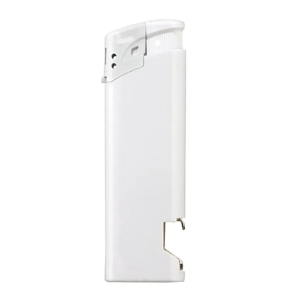 Electronic Opener Lighter with logo Choose functionality, safety, and style with our Electronic Opener Lighter. A must-have accessory that seamlessly combines the convenience of an electronic lighter with the practicality of a bottle opener. Elevate your brand presence with a customized logo, and make a lasting impression with this versatile and contemporary device. Child-resistant and refillable. Controllable flame and refillable. Material: AS & ABS. Magnus Business Gifts is your partner for merchandising, gadgets or unique business gifts since 1967. Certified with Ecovadis gold!