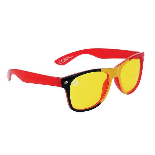 Team Belgium Sunglasses with logo Designed with both performance and style in mind, our Team Belgium Sunglasses offer the perfect blend of functionality and patriotism. Whether you're cheering from the sidelines or enjoying outdoor activities, these sunglasses provide optimal protection from the sun's harmful rays while showcasing your support for Team Belgium. Features: UV Protection: Our sunglasses are equipped with high-quality lenses that provide 100% UV protection, ensuring your eyes stay safe and comfortable in bright conditions. Lightweight and Durable: Constructed from durable materials, these sunglasses are lightweight and comfortable to wear for extended periods, making them ideal for both casual and active use. Customizable: With the option to add your logo or branding to the frames, these sunglasses can be personalized to promote your brand or organization while showing your support for Team Belgium. Whether you're attending sporting events, exploring the great outdoors, or simply soaking up the sun, our Team Belgium Sunglasses are the perfect accessory to add a touch of Belgian pride to any outfit.  REQUEST A FREE QUOTE The easiest way to kick off your design process is to request a quote. In your request, you can share your idea, your deadline, and send us images of your character. MOQ required. Magnus Business Gifts is your partner for merchandising, gadgets or unique business gifts since 1967. Certified with Ecovadis gold!