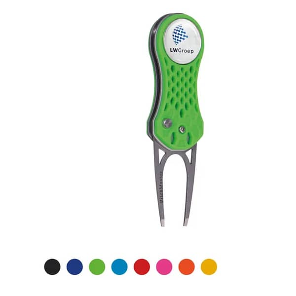 Golf Pitchfork with logo Introducing our premium golf pitchforks, meticulously crafted to enhance your game while showcasing your brand with style and sophistication. Whether you're repairing divots on the green or simply adding a touch of flair to your golfing accessories, our custom logo golf pitchforks are the perfect accessory for any golfer. Our golf pitchforks are designed with both functionality and aesthetics in mind. Made from high-quality materials, they offer durability and reliability on the course, ensuring they withstand the rigors of regular use. But what truly sets our golf pitchforks apart is the option for customization. With your logo prominently displayed on the handle, you can showcase your brand with every repair. REQUEST A FREE QUOTE The easiest way to kick off your design process is to request a quote. In your request, you can share your idea, your deadline, and send us images of your character. MOQ required. Magnus Business Gifts is your partner for merchandising, gadgets or unique business gifts since 1967. Certified with Ecovadis gold!