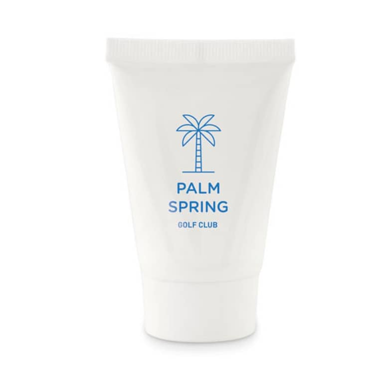 Beach gadget with logo sunscreen SUNCARE TUBE Beach gadget with logo tube sunscreen lotion with SPF25. 45 ml. Depending on the surface we can use embroidery, engraving, 360Â° imprint or screen print.