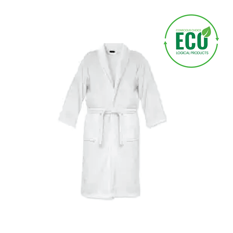 Bathrobe with logo ONZAI. Bathrobe with logo in 100% organic cotton 350gr/m². Comes with pockets on both sides. This durable bathrobe has a soft touch. Durable bathrobe Fits size XL/XXL. Presented in organic cotton gift bag. We use different printing techniques to add your logo. Depending on the surface we can use embroidery, engraving, 360° imprint or screenprint.
