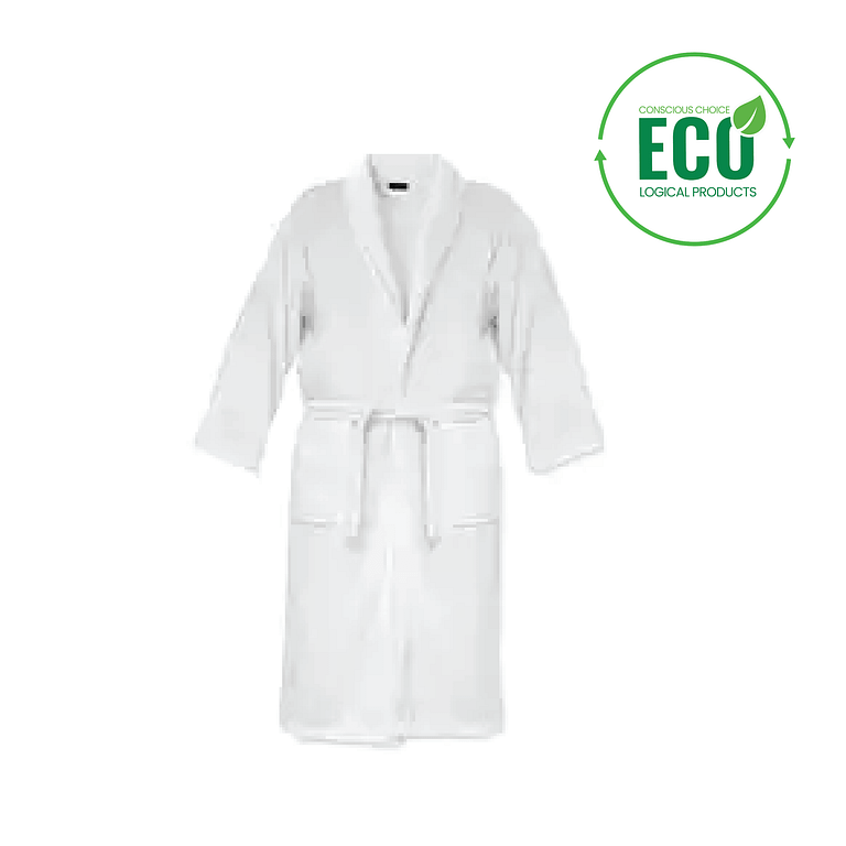 Bathrobe with logo ONZAI MEDIUM. Bathrobe with logo in 100% organic cotton 350gr/m² Comes with pockets on both sides. This durable bathrobe has a soft touch. Fits size M/L. Presented in organic cotton gift bag. We use different printing techniques to add your logo. Depending on the surface we can use embroidery, engraving, 360° imprint or screenprint.