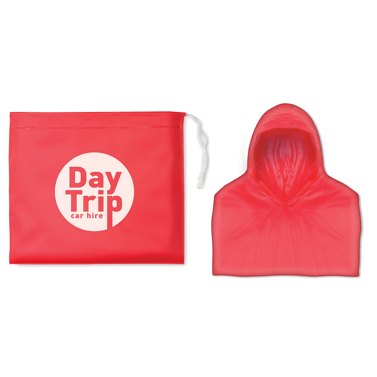 Gadget with logo Raincoat REGAL Foldable plastic raincoat with attached hood with logo in pouch. Available color: Red, Blue, Black, Yellow, White Dimensions: 125X126CM Width: 126 cm Length: 125 cm Volume: 0.612 cdm3 Gross Weight: 0.217 kg Net Weight: 0.206 kg Magnus Business Gifts is your partner for merchandising, gadgets or unique business gifts since 1967. Certified with Ecovadis gold!