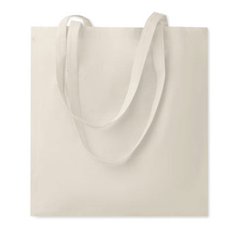 Gadget with logo Totebag COTTONEL ++ Shopping bag with long handles. 180 gr/m². Produced under a certified standard for the use of harmful substances in textile. Available color: Beige Dimensions: 38X42 CM Width: 42 cm Length: 38 cm Volume: 0.391 cdm3 Gross Weight: 0.086 kg Net Weight: 0.072 kg Magnus Business Gifts is your partner for merchandising, gadgets or unique business gifts since 1967. Certified with Ecovadis gold!