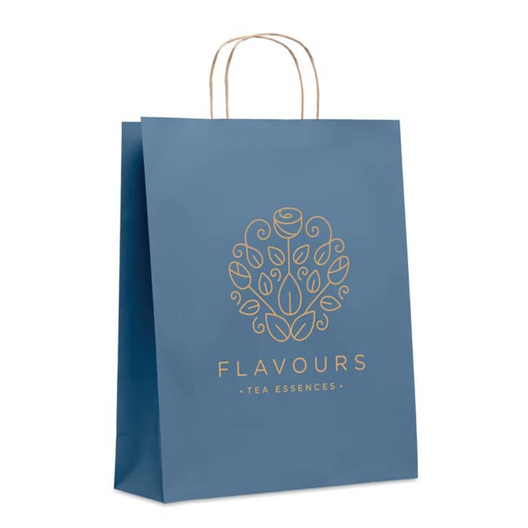 Paper bag with logo PAPER TONE large paper bag with logo 90 gr/mÂ². Made in EU. Depending on the surface we can use embroidery, engraving, 360Â° imprint or screen print.