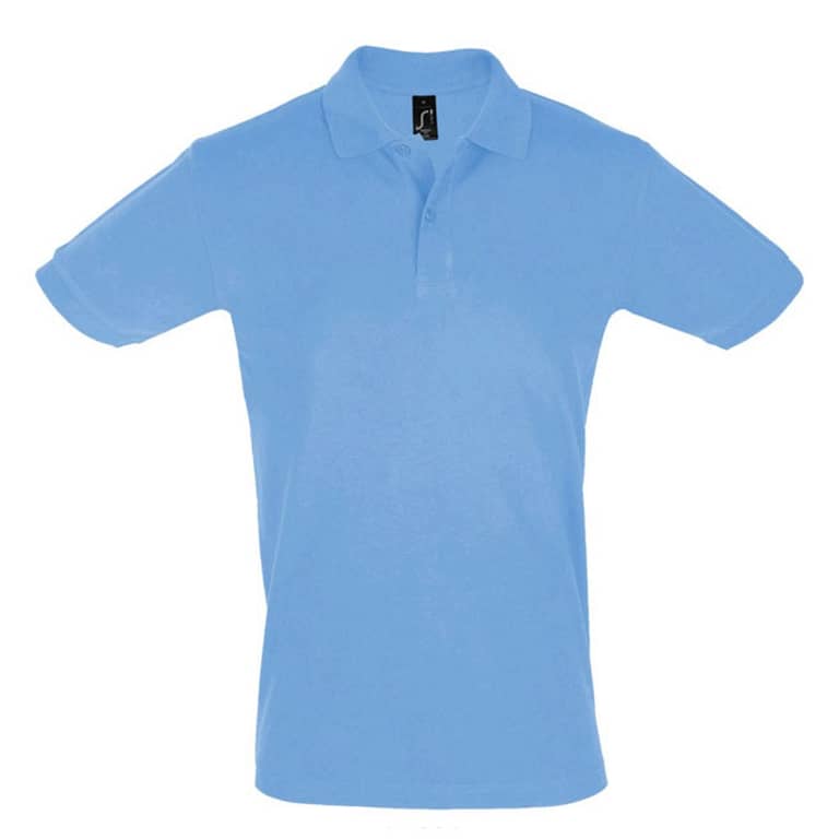 Polo shirt with logo Perfect Men Polo shirt with logo and ribbed 1x1 collar and cuffs, Reinforced neck seam. 2 Pearl buttons tone-on-tone, modern fit with side seam, spare button on the inside. Fabric details: 180g /mÂ² 100% combed ring spun cotton. OEKO-TEX. Only sold with print. Depending on the surface we can use embroidery, engraving, 360Â° imprint or screen print.