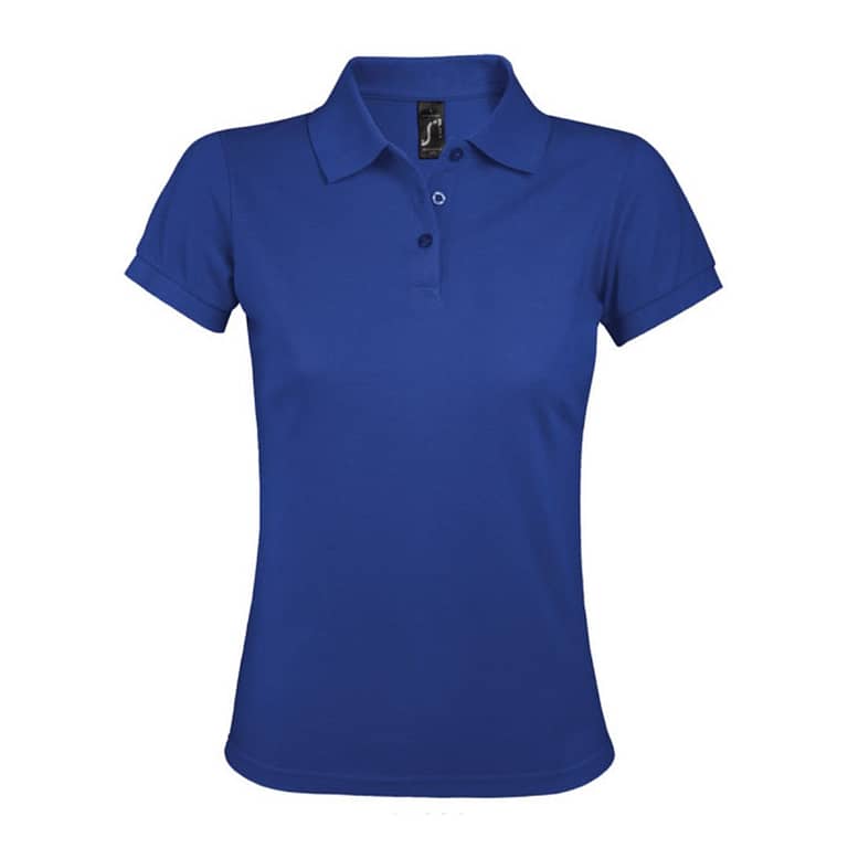 Polo shirt with logo Prime Women Polo shirt with logo and reinforced shoulder seams. Excellent quality and fit. Large number of colors and sizes available. Provides excellent decoration results. Suitable for both promotional and work wear. Rib 1x1 in collar and cuffs, banded neck seam, 3 tone-on-tone buttons, side seam, spare button on the inside. Fabric details: Pique 200g/mÂ² 65% polyester - 35% ring spun cotton.Â  Depending on the surface we can use embroidery, engraving, 360Â° imprint or screen print.