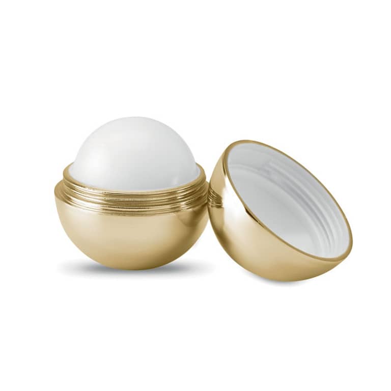 Gadget with logo lip balm UV SOFT Gadget with logo natural lip balm in round holder in UV metallic finish. Dermatologically tested. SPF10. Depending on the surface we can use embroidery, engraving, 360Â° imprint or screenprint.