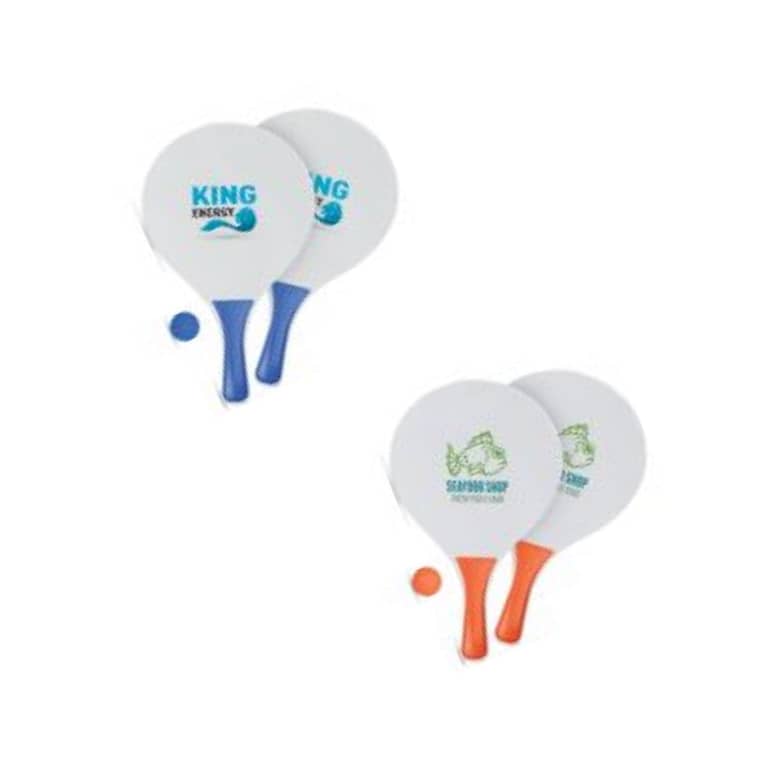 MATCH beach tennis set with logo Beach tennis set with logo consisting of 2 MDF rackets and 1 soft ball.
