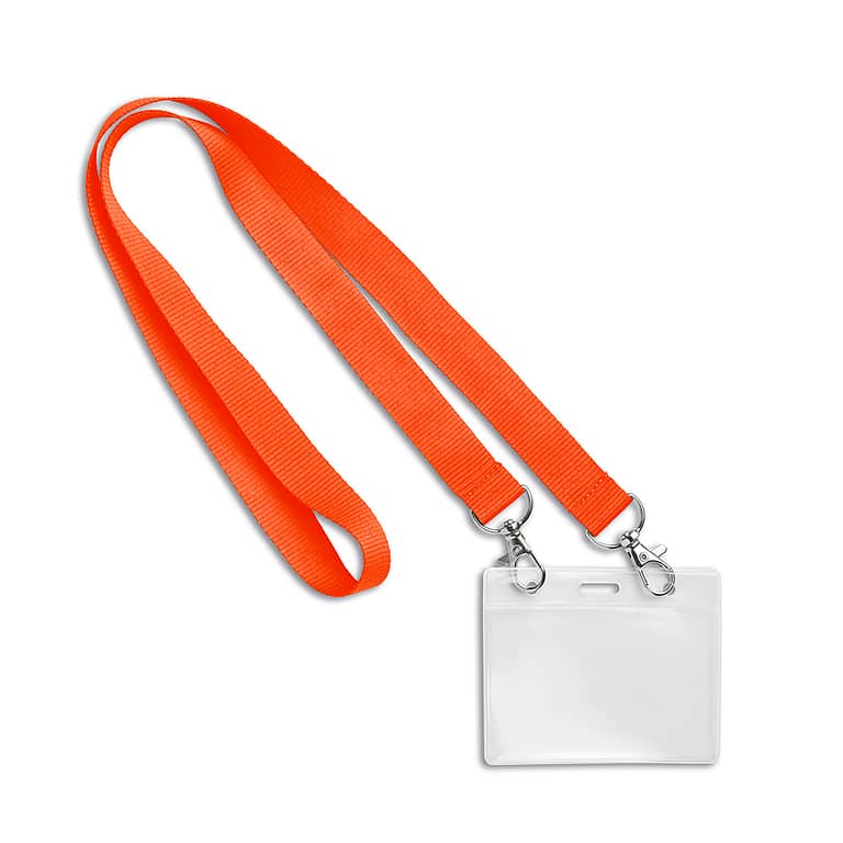 Lanyard with logo 3 Create your lanyard with logo made from polyester ca. 90cm. With 2 metal karabiniers or choose from one of the other clip options. The polyester ribbon is printed with your pan tone colour matched logo designs on one or two sides. We use different printing techniques to add your logo. Depending on the surface we can use embroidery, engraving, 360Â° imprint or screenprint.