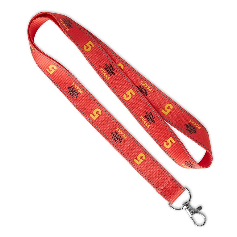 Lanyard with logo ML1021 lanyard with logo made from polyester ca.90cm. With reflective threads woven into the ribbon and a metal karabinier or choose from one of the other clip options. Polyester ribbon is printed with your pan tone colour matched logo designs on one or two sides. We use different printing techniques to add your logo. Depending on the surface we can use embroidery, engraving, 360Â° imprint or screenprint.