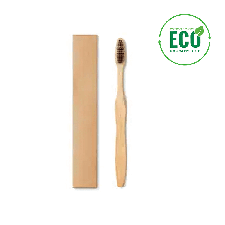 DENTOBRUSH Bamboo toothbrush in Kraft box with logo  |Magnus Business Gifts