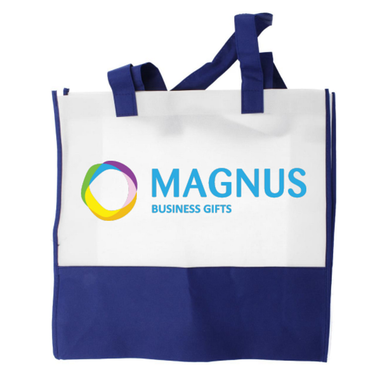 Gadget with logo Shopping bag VIVI Shopping or beach bag with logo  in non-woven material. 80 gr/m². Available color: Blue Dimensions: 39X12,5X35,5 CM Width: 12.5 cm Length: 39 cm Height: 35.5 cm Volume: 0.46 cdm3 Gross Weight: 0.056 kg Net Weight: 0.049 kg Magnus Business Gifts is your partner for merchandising, gadgets or unique business gifts since 1967. Certified with Ecovadis gold!