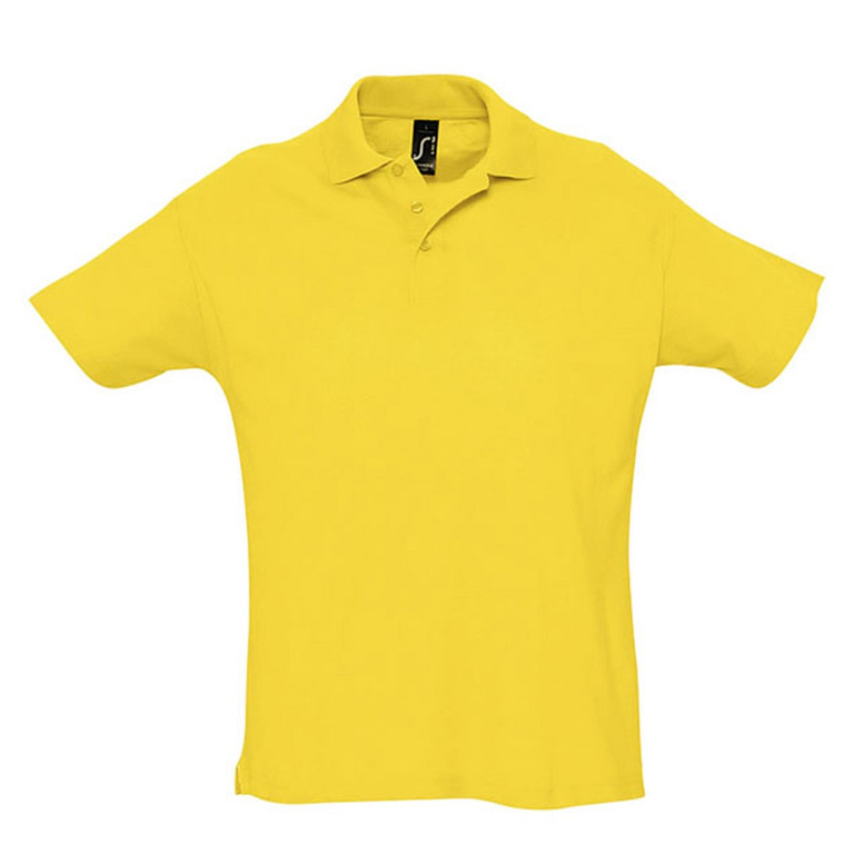 Polo shirt with logo SUMMER II Men Polo shirt with logo very affordable. Wide range of colors. Stylish modern fit with 3 tone-on-tone buttons, ribbed collar and cuffs, reinforced neck seam. Straight at the hem with side slits, fitted cut with sewn side seams, spare button on the inside. Fabric details: 170g/mÂ² in 100% combed ring-studded cotton. OEKO-TEX. Depending on the surface we can use embroidery, engraving, 360Â° imprint or screen print.
