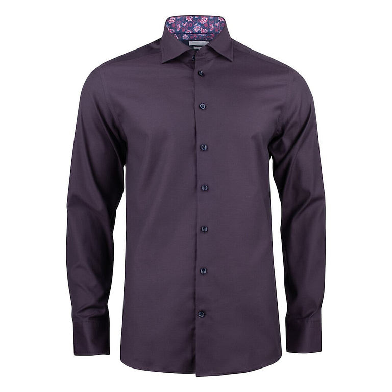 Shirt with logo Purple bow Slim Fit two tone seasonal color of sophisticated oxford fabric. With incredible 20% stretch weft way, makes this shirt soft, super comfortable & yet a Non-Iron shirt. Maybe our best take on smart-casual yet. Our guess is this model will quickly become one of your wardrobe essentials.Â  Magnus Business Gifts is your partner for merchandising, gadgets or unique business gifts since 1967. Certified with Ecovadis gold!