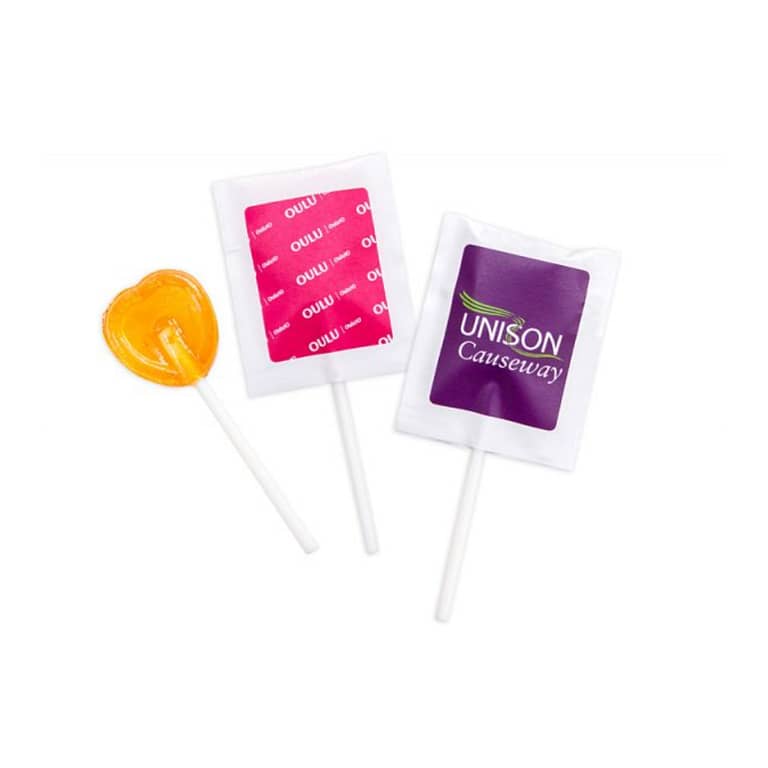 Lollipops with logo special made Special made lollipops in the shape you want. Various flavors mix of fruit flavors – lemon, orange, strawberry, apple. Packed in paper bags with promotional overprint on the back and front of the bag Net / gross weight: 5/8g Minimum order quantity: 500 pcs - Shelf life: 6 months Magnus Business Gifts is your partner for merchandising, gadgets or unique business gifts since 1967. Certified with Ecovadis gold!