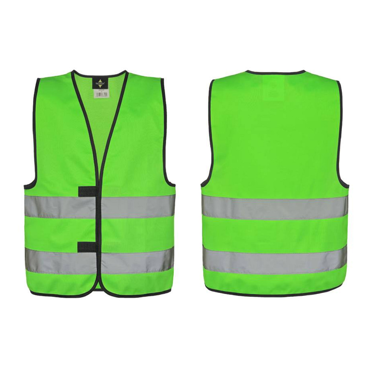 Safety vest with Logo Kids - Certified according to EN 17353:2020 Type AB3 - Two 5 cm wide reflective stripes all around the body - Adjustable size with two hook and loop fasteners Sizes: XXS = 3 - 4 years /Â XS = 3 - 6 years / S = 7 - 12 years Available color: Neon Green, Orange, Yellow, Neon Pink Magnus Business Gifts is your partner for merchandising, gadgets or unique business gifts since 1967. Certified with Ecovadis gold!