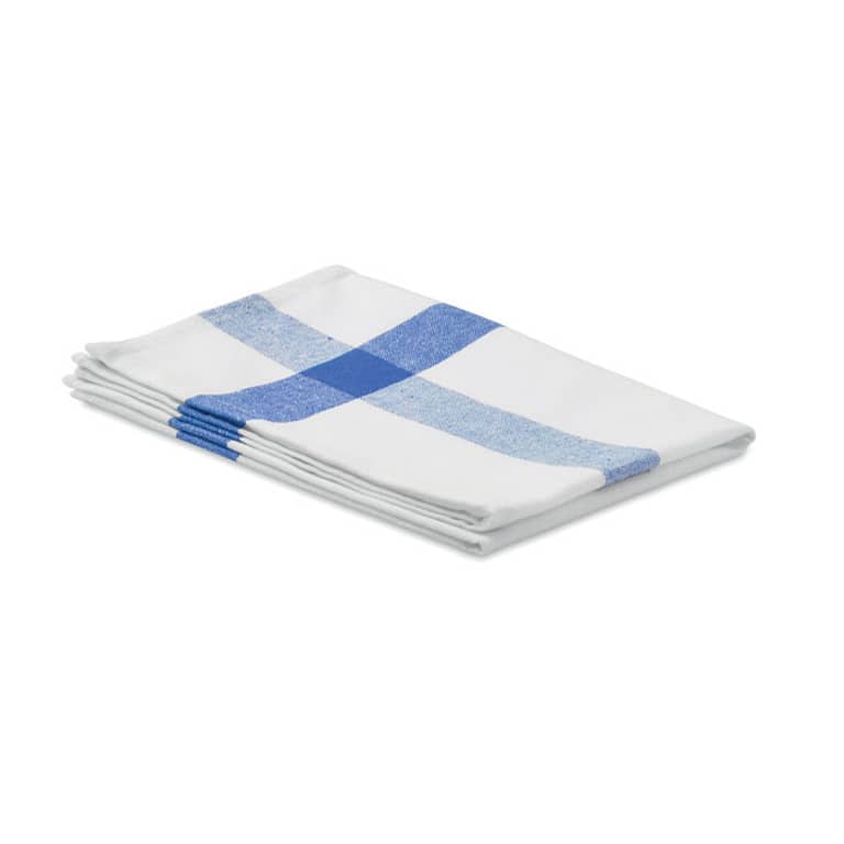 Kitchen gadget with logo Towel KITCH Recycled poly cotton kitchen towel in recycled fabrics (50% recycled cotton and 50% recycled polyester). 180 gr/mÂ². Available color: Blue, Red, Grey Dimensions: 40X65CM Width: 40 cm Height: 65 cm Volume: 0.3 cdm3 Gross Weight: 0.06 kg Net Weight: 0.053 kg Magnus Business Gifts is your partner for merchandising, gadgets or unique business gifts since 1967. Certified with Ecovadis gold!