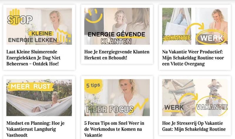 Bibliotheek met video's voor meer energie, structuur, focus en verbeterde communicatie.