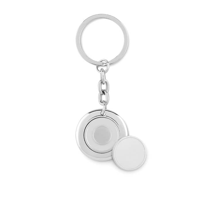 Gadget with logo Key ring FLAT RING Key ring in metal with token. Available color: Shiny Silver Dimensions: Ã˜3,5X6 CM Height: 6 cm Diameter: 3.5 cm Volume: 0.09 cdm3 Gross Weight: 0.045 kg Net Weight: 0.037 kg Magnus Business Gifts is your partner for merchandising, gadgets or unique business gifts since 1967. Certified with Ecovadis gold!