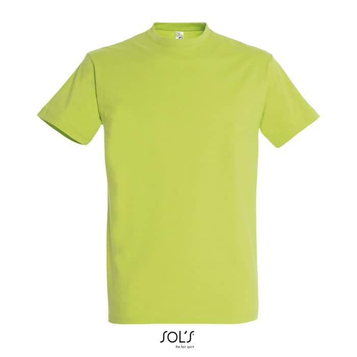 T-shirt with logo IMPERIAL Men Men's heavy T-shirt with logo in 190g/mÂ². The 'reference' garment thanks to its quality, 38 colors, 9 sizes, plus women's and children's models. Reinforced neck seam, elastic ribbed collar, tubular knit. Fabric details: 190g/m2 single jersey, 100% semi-combed ring spun cotton. OEKO-TEX.Â  Depending on the surface we can use embroidery, engraving, 360Â° imprint or screen print.