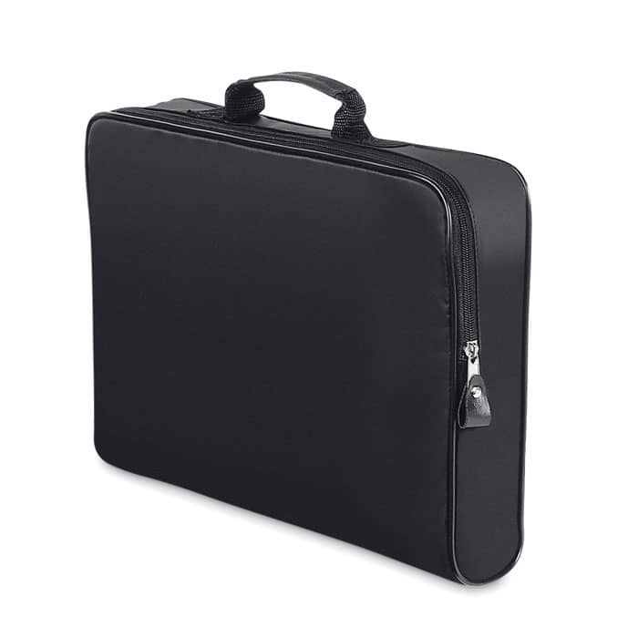 Laptop bag with logo TALOR Laptop bag with logo with zipper in 70D polyester. Available color: Black Dimensions: 40X6X29 CM Width: 6 cm Length: 40 cm Height: 29 cm Volume: 1.255 cdm3 Gross Weight: 0.199 kg Net Weight: 0.149 kg Depending on the surface we can use embroidery, engraving, 360Â° imprint or screen print.