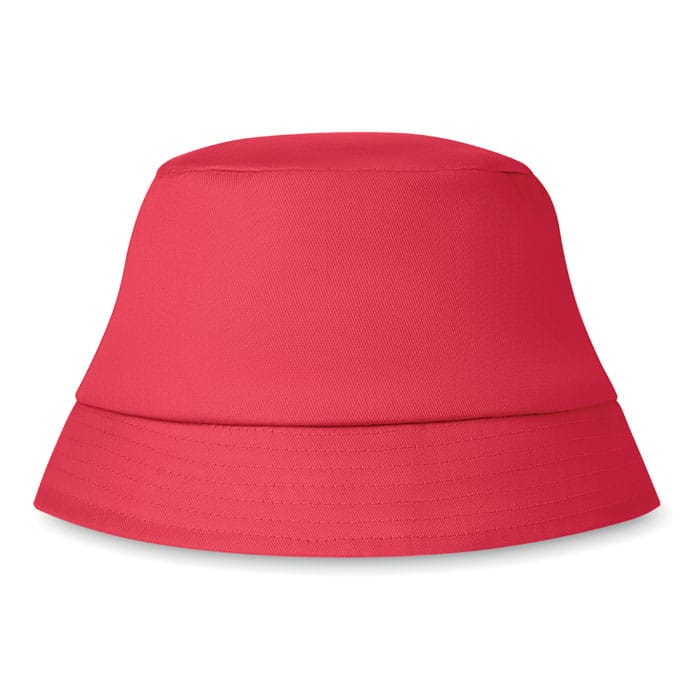 Hat with logo BILGOLA. Cotton sun hat with logo to protect the head from the sun. One size. Available in many colors. 160 gr/mÂ². We use different printing techniques to add your logo. Depending on the surface we can use embroidery, engraving, 360Â° imprint or screen print.