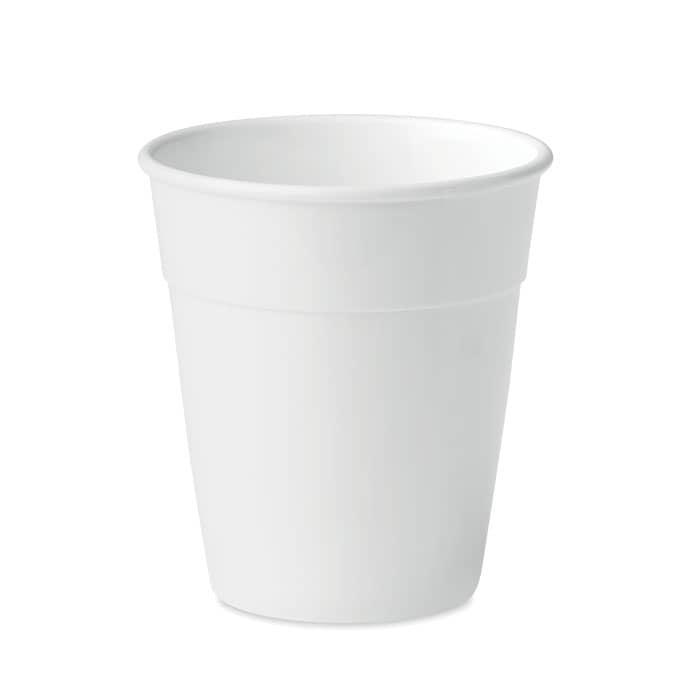 Cup with logo ORIA Cup made out of PP . Capacity 350 ml. The perfect cup to use for any party. Available color: White Dimensions: Ø8.5X10CM Height: 10 cm Diameter: 8.5 cm Volume: 0.32 cdm3 Gross Weight: 0.05 kg Net Weight: 0.048 kg Magnus Business Gifts is your partner for merchandising, gadgets or unique business gifts since 1967. Certified with Ecovadis gold!