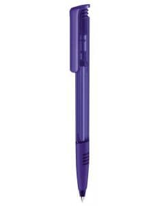 Senator pen logo SUPER HIT CLEAR SG PURPLE 267 Quality Senator pen logo also available in other colors. Push ball pen Clear finish and soft grip. Equipped with a premium "Magic Flow" long capacity X20 (1.0 mm) refill giving a writing length of 1800m, in blue or black ink. We use different printing techniques to add your logo. Depending on the surface we can use embroidery, engraving, 360° imprint or screenprint.
