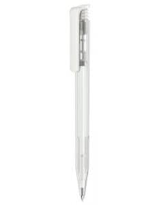 Senator pen with logo SUPER HIT CLEAR CLEAR, WHITE Quality Senator pen with your logo also available in other colors. Push ball pen Clear finish and polished clip. Equipped with a premium "Magic Flow" long capacity X20 (1.0 mm) refill giving a writing length of 1800m, in blue or black ink. We use different printing techniques to add your logo. Depending on the surface we can use embroidery, engraving, 360° imprint or screenprint.