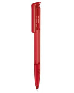 Senator pen with logo SUPER HIT CLEAR SG RED 186 Quality Senator pen with logo also available in other colors. Push ball pen Clear finish and soft grip. Equipped with a premium "Magic Flow" long capacity X20 (1.0 mm) refill giving a writing length of 1800m, in blue or black ink. We use different printing techniques to add your logo. Depending on the surface we can use embroidery, engraving, 360° imprint or screenprint.